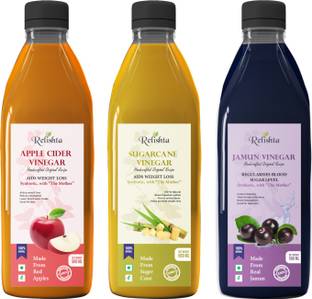 Relishta Apple Cider Sugarcane & Jamun Vinegar with Mother Vinegar (Pack of 3) Vinegar