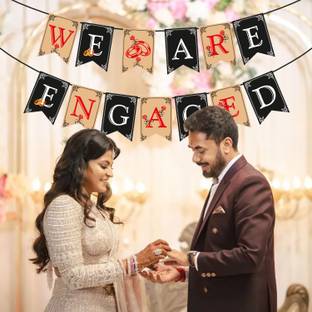 ZYOZI We are Engaged Banner Hanging -Perfect Decoration for Bridal Shower,Engagement Banner