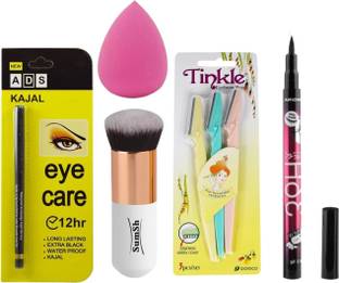 SumSh Foundation Brush, Eyebrow (3 Pcs), Eye Care Kajal, Eyeliner 36h, Blender Spounge
