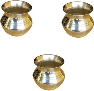 Craft World Brass Golden Pooja Kalash Lota (H-2 INCH,PCK-3) Brass Kalash