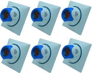 Prop It Up DECORATIVE SQUARE White/Blue Fancy Bulb holder for wall home Plastic Light Socket (B-22) PACK OF 6 (HN/04) Plastic, Brass Light Socket