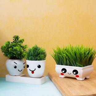 Kawai Homes Home Decor Artificial Plant Items for for Wall stand Set of 3 Bonsai Artificial Plant  with Pot