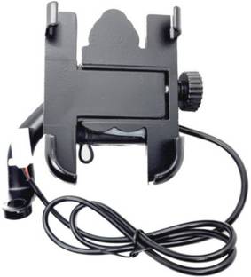 TECHGEAR Motorcycle With USB Charging Mirror Fitting Mobile Holder Metal 2 A Bike Mobile Charger