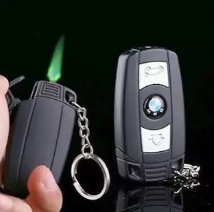 VIOVI BMW Car Keychain Shape Windproof and Refillable Cigarette Lighter With LED Light Plastic Gas Lighter