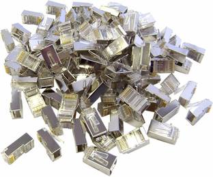 EXPERTRONICS RJ45 Connector Cat5E, Cat6, Shielded 8P8C Ethernet LAN Plug - 50 Pcs RJ45 Shielded connector Manual Crimper