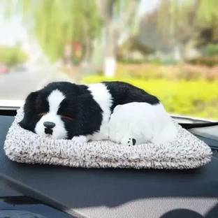 Ubom Sleeping Cute Dog for Car Dashboard and Home Decor with Activated Decorative Showpiece  -  20 cm