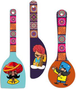 Artvibes Indian Culture Decorative Wooden Wall Hanging Spoon for Home Decor (WH_5012N) Pack of 3
