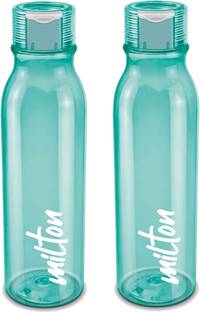 MILTON Name Tag Pet Water Bottle, Set of 2, Green 1000 ml PET Bottle