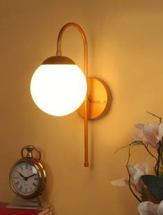 HomesElite Frosted Glass Globe Shade Wall Mounted Light Fixture Golden (Bulb not Included) Ceiling Light Ceiling Lamp