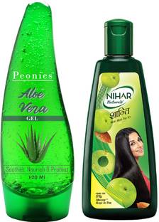 Peonies Aloe Vera Gel 120ml & Nihar Shanti Amla and Badam Hair Oil 200ml