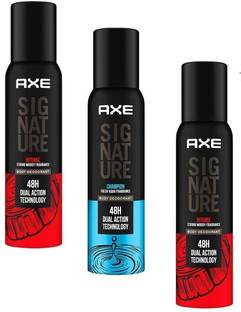 AXE SIGNATURE 2 INTENSE & 1 CHAMPION PERFUME BODY SPRAY EACH 122ML Pack of -3 Perfume Body Spray  -  For Men & Women