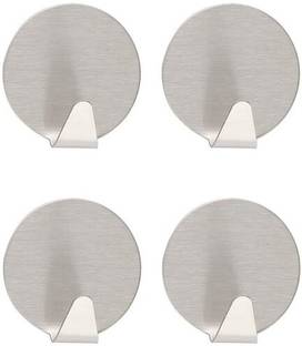 touaretails Small adhesive stainless steel stick wall hook metal hanger hooks (4 Pc Pack) Hook 1