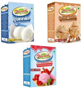 Dharmasut Vanilla + ButterScotch + Strawberry Ice Cream Powder 100g*3 | 300 g