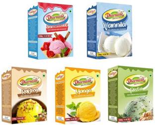 Dharmasut Strawberry+Vanilla+Rajbhog+Mango+Pista Ice Cream Powder 500 g (Pack of 5) 500 g