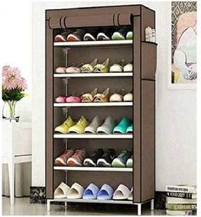 GlowSilk Multipurpose Plastic with Non-Woven 100GSM Fabric Cover Shoe/Cloth/Toy/Book Rack Metal Shoe Stand