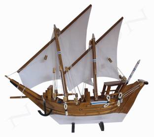 Nimton Kerala Wooden Boat (4 Inch Base - Len : 30 CM | Hgt : 24 CM | Wth : 6 CM) Decorative Showpiece  -  24 cm