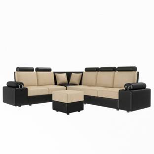 Sekar Lifestyle L Shape Corner [Steel Handles] With Box Moda Leatherette 5 Seater  Sofa
