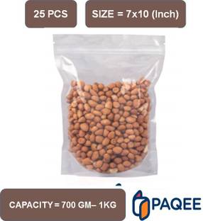 PAQEE Both Side Transparent Standy Pouch (7x10, 600 Gm- 1 Kg) (25 Pcs) Polypropylene Storage Pouch