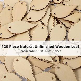 Haoser Unfinished Leaf Shape Wood Cutouts Natural Blank Leaf Wood Ornaments Leaf Shaped Pack of 50