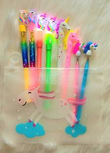 mayureshcollection Unicorn Theme Folder And Stationary Items For Kids Pen/Pencil ( Pack of -9)