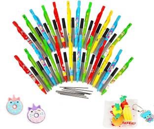 Neel Best Gift 2.0 Mechanical Pencil 24Pcs with Lead and 4 Fruits an 2 Donut Eraser