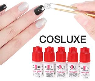 Cosluxe Professional Strong Nail Glue for Fake Nails - Nail Tips 3g (Pack of 5) transprant