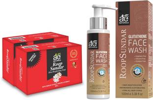 AE Naturals COMBO ON Roop Sundar Soap pack of 2 + Roop Sundar Glutta thione Face Wash 100ml