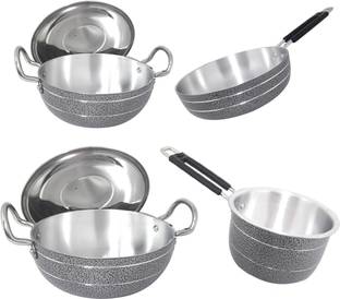bartan hub Induction Bottom Cookware Set of 4 Induction Bottom Cookware Set