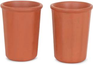 hc the crafts (Pack of 2) Clay Glasses for Drinking Water Milk,Glass Pack of 2 Glass Water/Juice Glass