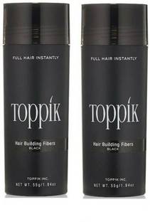toppik Hair Fibers For Hair Loss Concealer, Regrowth & Styling Black Color 2 Units 55 gm Organic Hair Volumizer Fibers