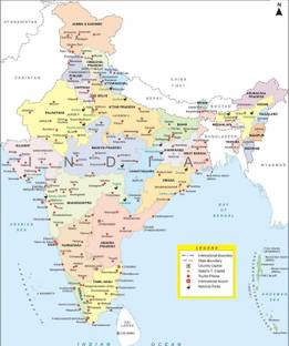 Poster Beautiful India Map sl104 (Plastic Large Wall Poster, 36x24 Inches, Multicolor) Fine Art Print