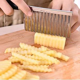 primil 1 Pc Steel Knife Stainless Steel Crinkle Cut Knife Vegetable Potato Chip Cutter