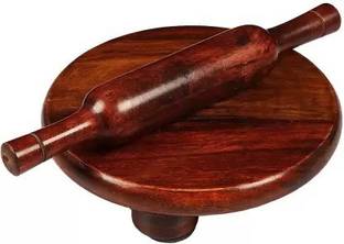 STUFFCOLLECTION WOODEN CHAKLA BELAN ROLLING BOARD CHAPATI & ROTI MAKER Rolling Pin & Board