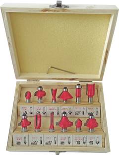 Inditrust Milling Cutter Straight Shank Carbide 12Pcs Multi type Router Bits 6.35mm for Wood working only