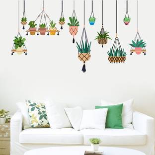 Decor Villa 58 cm Hanging Plant Pot Wall Sticker Self Adhesive Sticker