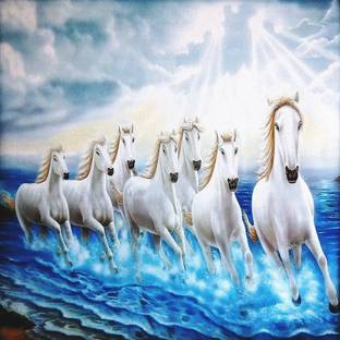 Wall gallery 45.72 cm FATHER AND SONS Vaastu 7 Horse Wallpapers Fully Waterproof Glowing Sticker Self Adhesive Sticker