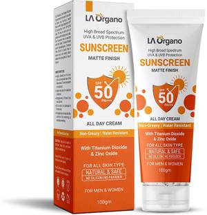 LA Organo Sunscreen - SPF 50 PA+++ Sunscreen Matte Finish All Day Cream, UVA/UVB Protection