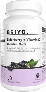BRIYOSIS Elderberry plus Vitamin C - 90 Chewable Tablets - For Daily Immune support