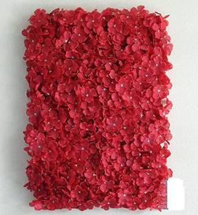 Nutts Artificial Grass Vertical Garden Wall Tiles Flowers Headed (Red) Artificial Plant  with Pot