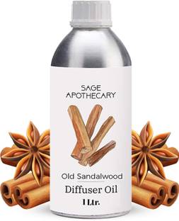 Sage Apothecary Old Sandalwood Diffuser Oil For Relax Calm Mood, Natural Homely Fragrance - 1L