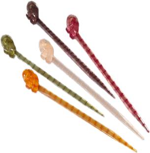 SENECIO® 5Pc Clear Acrylic Printed Random Pattern Colorful Hair Stick For Bun