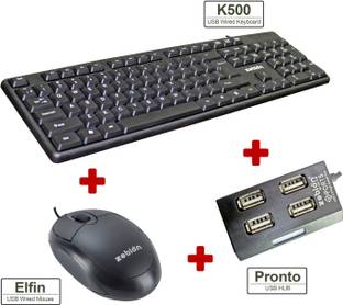 zebion K500 keyboard + Elfin Mouse + Pronto 31 USB HUB Combo Set