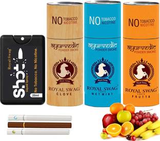 ROYAL SWAG Ayurvedic Cigarette Nicotine and Tobacco Free Combo -15 Stick with Shot (Frutta, Clove and Mint- Each 5) Smoking Cessations