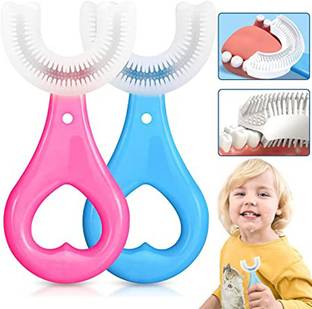 Hongxin U-Shaped ,Soft Silicone Toothbrush for Kids Age -(2-12 yrs) Ultra Soft Toothbrush