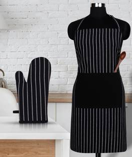 Peperhomia Black Cotton Kitchen Linen Set