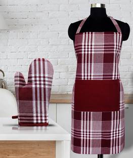 Peperhomia Maroon Cotton Kitchen Linen Set