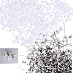 navjai Earring Backpush Clear Bullet Clutch(Rubber 100pc & Flatpad 100pc) Total 200pc