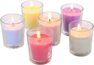 Hosley Set 6 Decorative Multicolor Highly multi fragranced Glass Candle Candle