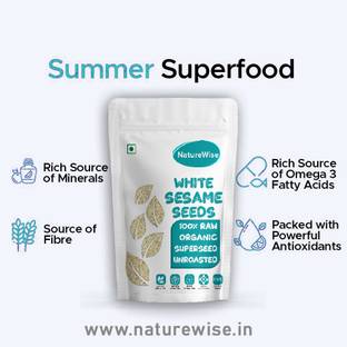 Naturewise Organic Premium Safed Til (White Sesame Seeds) 300-G White Sesame Seeds