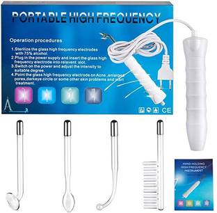 HIRNAYA Portable handheld high frequency facial machine skin therapy Multifunction wand Facial Cleanser System & Brush